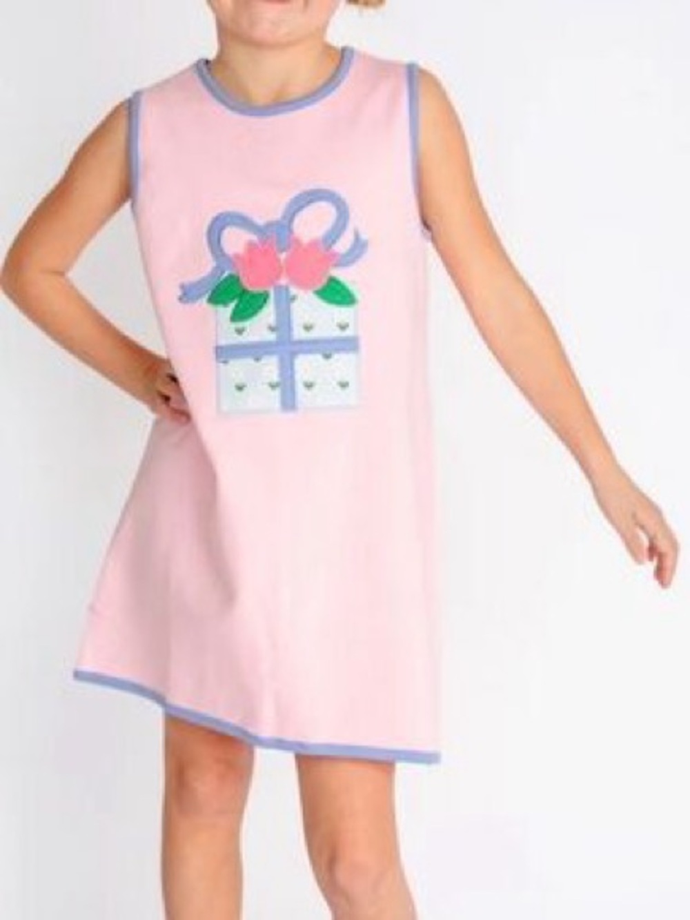 The Beaufort Bonnet Company Girls 10 Annie Apron Dress Palm B Pink/Periwinkle